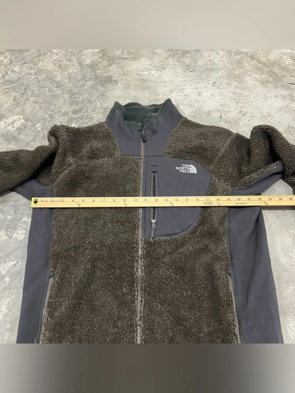North Face Jacket Mens Large Brown Gray Polartec Thermal Pro Full Zip Outdoors